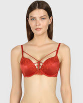 Isla & Evie Obvious Double Pushup Plunge Bra RED OCHRE / 34B